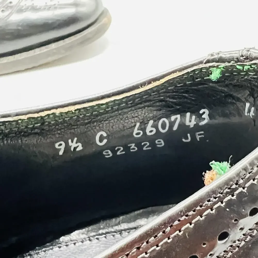 Florsheim Shoes Mens 9.5 Black Leather Imperial Wingtip Oxford Dress Vintage